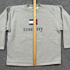 Tommy Hilfiger Mens Spellout Logo Sweatshirt XL Gray Crewneck Classic 90s Style
