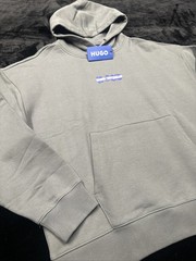 Hugo Boss Men’s Niftyhood Logo Cotton French Terry Pullover Hoodie-Slate Gray/XL