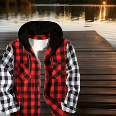 Hoodie Long Sleeve Shirt Flannel Look S-M-L-XL-2XL-3XL Free Shipping 3-5 Days
