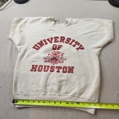 Vintage University Of Houston, Thick Red Varsity Letter Sweatshirt Short Sleeve