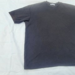 Zara Basic Short Sleeve Sweatshirt Mens Size M Black Ribbed Trim Minimalist D41