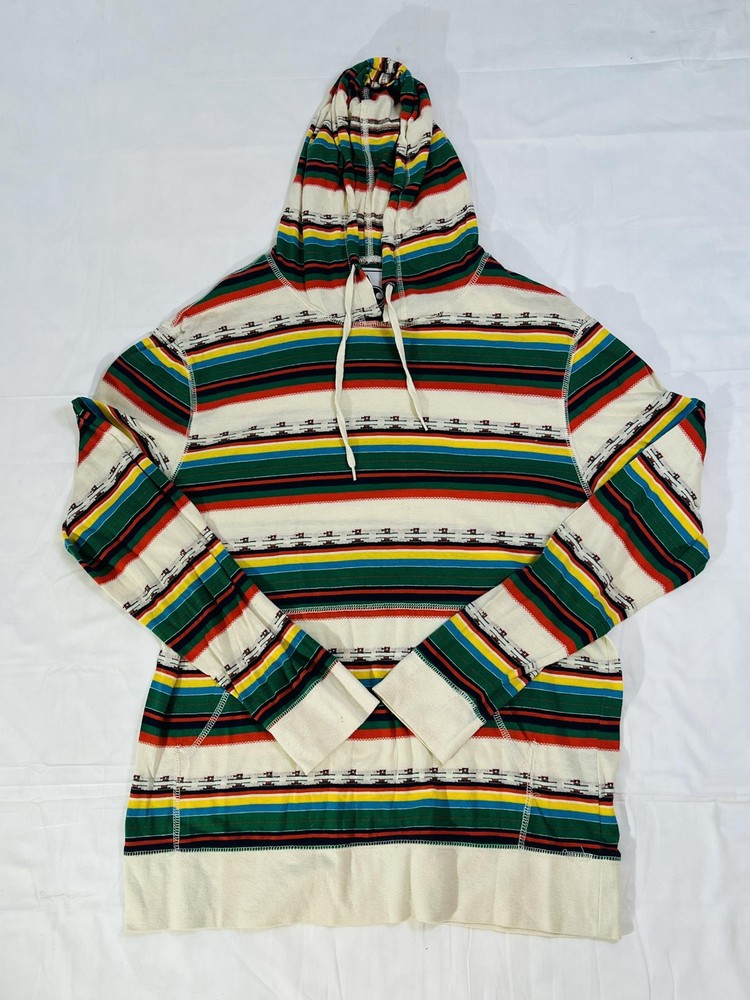 Beautiful Giant Hoodie Mens Large Pullover Southwestern Baja Striped Multicolor