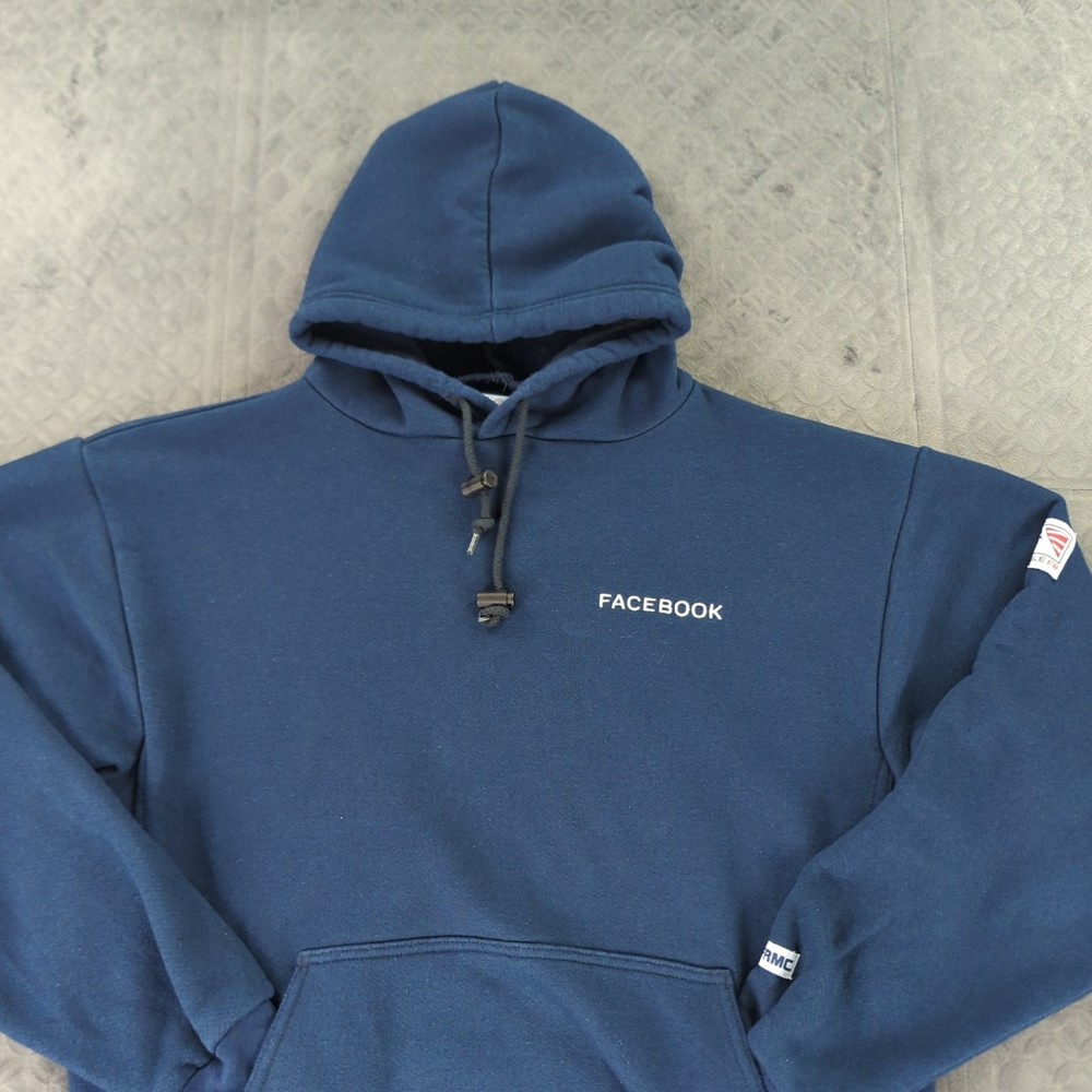 Facebook Hoodie Tyndale Heavyweight Flame Resistant Blue Men Medium Made in USA