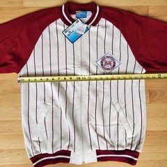VTG Spaulding Sport Mens Large Baseball Sweatshirt Pinstripe Jersey Full Zip