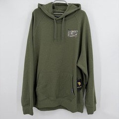 BURLEBO Men’s Midweight Fleece Hoodie Sweatshirt XL Olive Green Hunting Deer