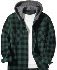 Hoodie Blue-Red-Purple-Green Dark Gray Shirt Flannel Look L-XL-2XL-3XL Free Ship