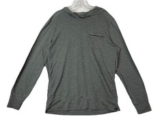 prAna Men L Pacer Pullover Hoodie Gray Stretch Lightweight UV Protection Hiking