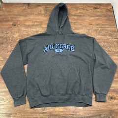 Champion Air Force Sweatshirt Adult XL Embroidered Gray Hoodie Y2K Script Letter