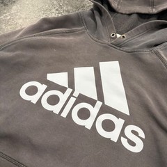 Adidas Mens Pullover Hoodie Faded Black Gray Logo Sweatshirt CX4202 Large
