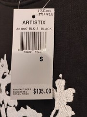 NWT Artistix Mens Small S Lion Black/White Pullover Long Sleeve Sweatshirt $135