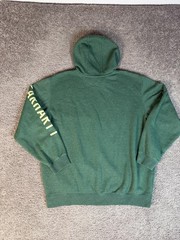 Carhartt Hoodie Mens XL Green Pullover Hooded Lined Pockets Fleece Logo Sleeve