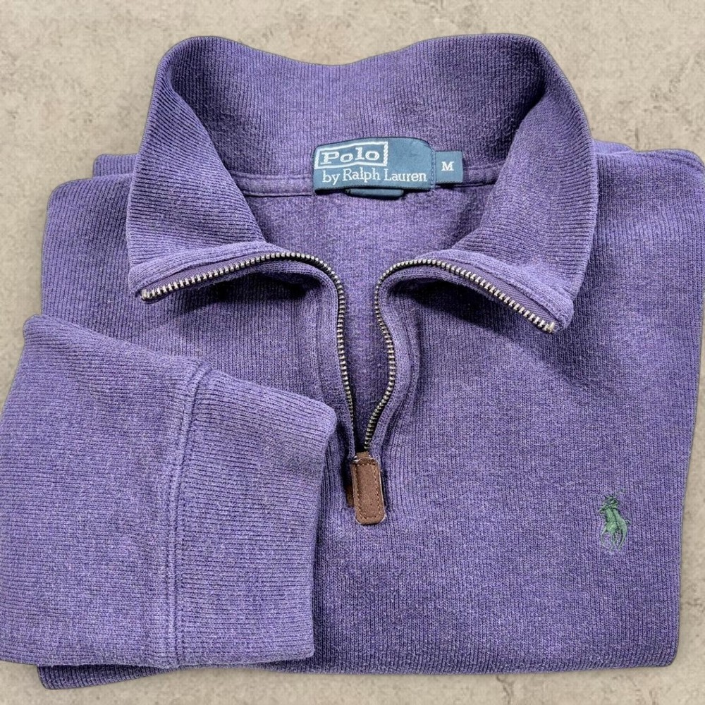 Polo Ralph Lauren Purple Quarter Zip Sweatshirt Green Pony