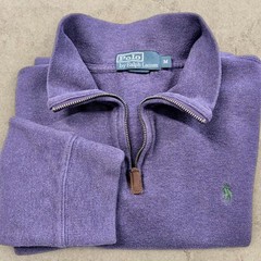 Polo Ralph Lauren Purple Quarter Zip Sweatshirt Green Pony