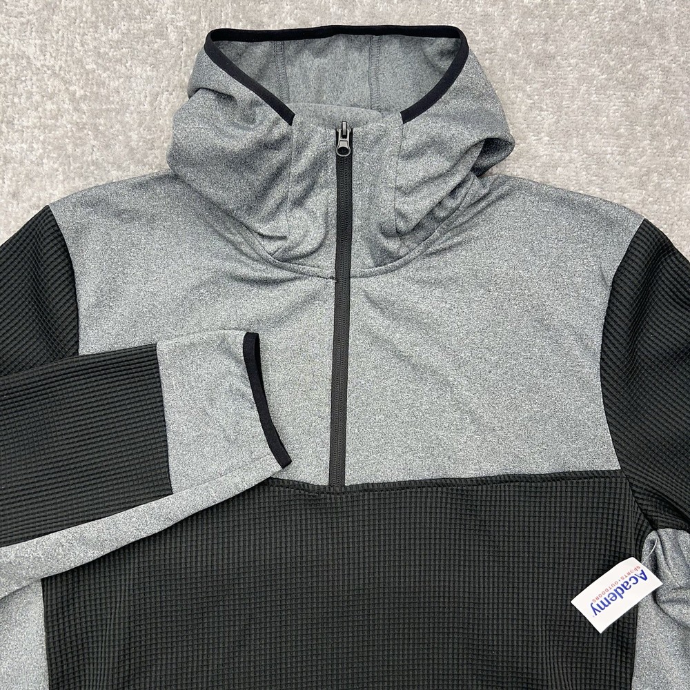 MAGELLAN Outdoors Men’s Large 1/2 Zip Pullover Hoodie Classic Fit Black Gray NEW
