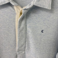 Criquet Polo Sweater Mens Size L Light Blue Heather Long Sleeve Kangaroo Pocket