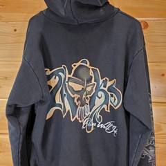 VTG The Great China Wall Hoodie Full Zip Men XXL Skull Graffiti Style Los Angele