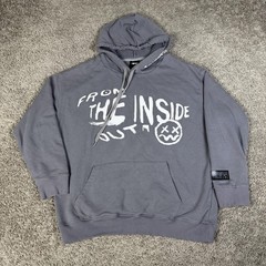47 Street Hoodie Mens L Gray From The Inside Out Graphic Print Drawstring