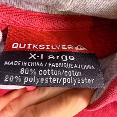 Y2K Quiksilver Hoodie Mens XL Red Logo Vintage Surf Skate Grunge Boardriding
