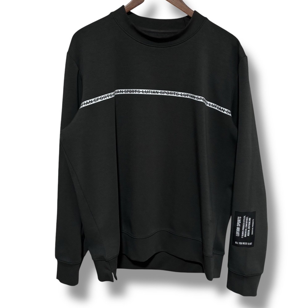 Lufian Elegant Men’s Round Neck Striped Sweatshirt Gray Size XL 24 x 28