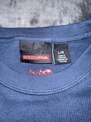 Vintage Quiksilver Navy Blue W/Red And White Stripes Sweatshirt Size Large