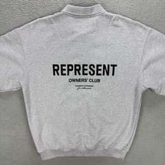 Represent Owners Club Sweatshirt Mens Large L Grey Long Sleeve Polo Sweater 1