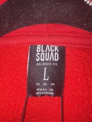 Black Squad Red Gothic Letter Full Zip Mask Hoodie Men’s Large Y2K Streetwear