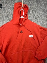 Adidas Mens Sweatshirt Hoodie Red Cotton Polyester Knit Logo L