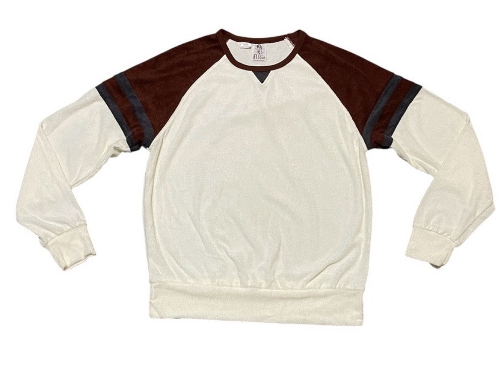VTG 70s Alfie California Men L Terry Cloth Color Block Raglan Sweatshirt Ringer