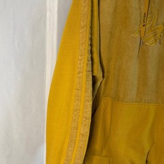 Al Wissam Suede Hoodie Mustard Yellow Embroidered Logo Streetwear Pullover 3XL