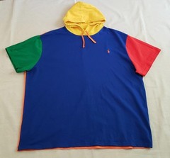 POLO RALPH LAUREN Men’s Size 4X B Sweatshirt Color Block Short-Sleeve Hoodie