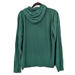 Preppy Collegiate Polo T-shirt long sleeve Hoodie Green 100% Cotton Size M