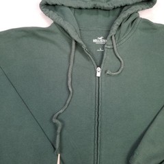 Hollister Dark Green Full Zip Hoodie Men’s Large Soft Fleece Front Pockets