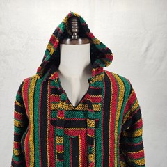 Baja Sweater Hoodie Sweatshirt Men’s Pullover Stripe Mexico Hippie Large EUC