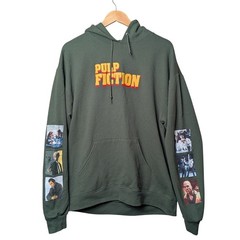Pulp Fiction Hoodie Mens L Green Movie Graphic Sleeve Print Quentin Tarantino