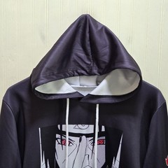 Naruto Hoodie Mens Medium Black Akatsuki Itachi Uchiha Anime Graphic Pullover