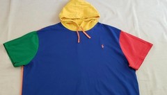 POLO RALPH LAUREN Men’s Size 4X B Sweatshirt Color Block Short-Sleeve Hoodie