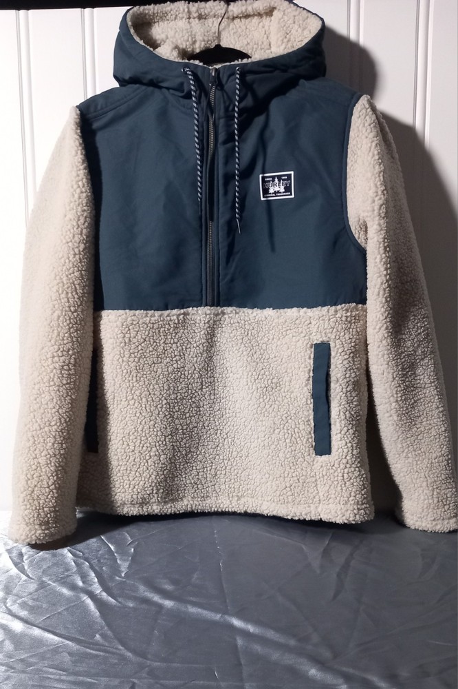 Hurley Men’s Long Sleeve Half Zip Sherpa Anorak Hoodie Small