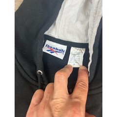 Vintage Reebok Athletic Full Zip Sleeveless Hoodie Vest Black White Mens Medium