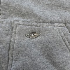 SIMS Hoodie Teens XL Gray Full Zip Hooded Pockets Lined Quilted Snowboarding