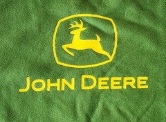 John Deere Sweatshirt Mens L Green Crewneck Pullover Logo Fleece Farm Tractor