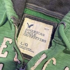 American Eagle Outfitters Men’s Green Full Zip Fleece Hoodie Pockets L