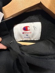 Champion Powerblend Hoodie Full Script Logo Black Size XS