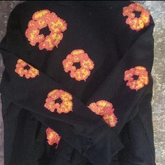 DENIM TEARS Men’s Black Fleece Cotton Graphic Print Pullover Hoodie Size M