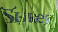 Shrek Movie Lime Green hoodie embroidered lettering and 3D ogre ears Adult XL