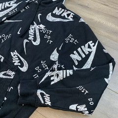 Nike Sportswear Club Hoodie Drawn Logo All Over Print Men’s Large Black/White