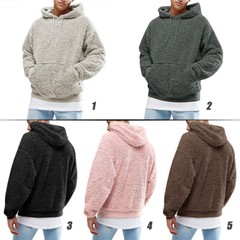 Men’s Thick Sherpa Fleeced Hoodie Winter Autumn Plush Fur Casual Jumper Sweater