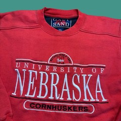 Nebraska Huskers Sweatshirt Mens Small Red Embroidered College Football