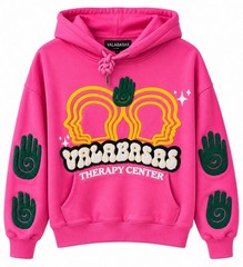 Valabasas Unity Pink Fleece Hoodie Satin Hood Streetwear Hip Hop Graphic Men’s M