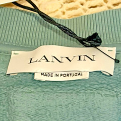 LANVIN Paris Luxury Pullover XL Resortwear Sage Green Palm Tree Sunset Graphic