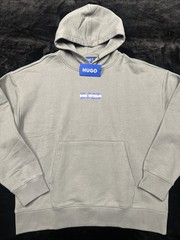Hugo Boss Men’s Niftyhood Logo Cotton French Terry Pullover Hoodie-Slate Gray/XL
